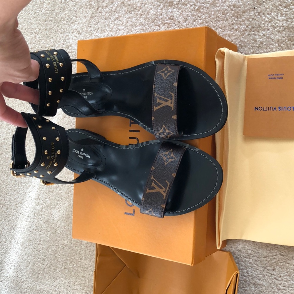 High band flat soles lv sandals new . size 39